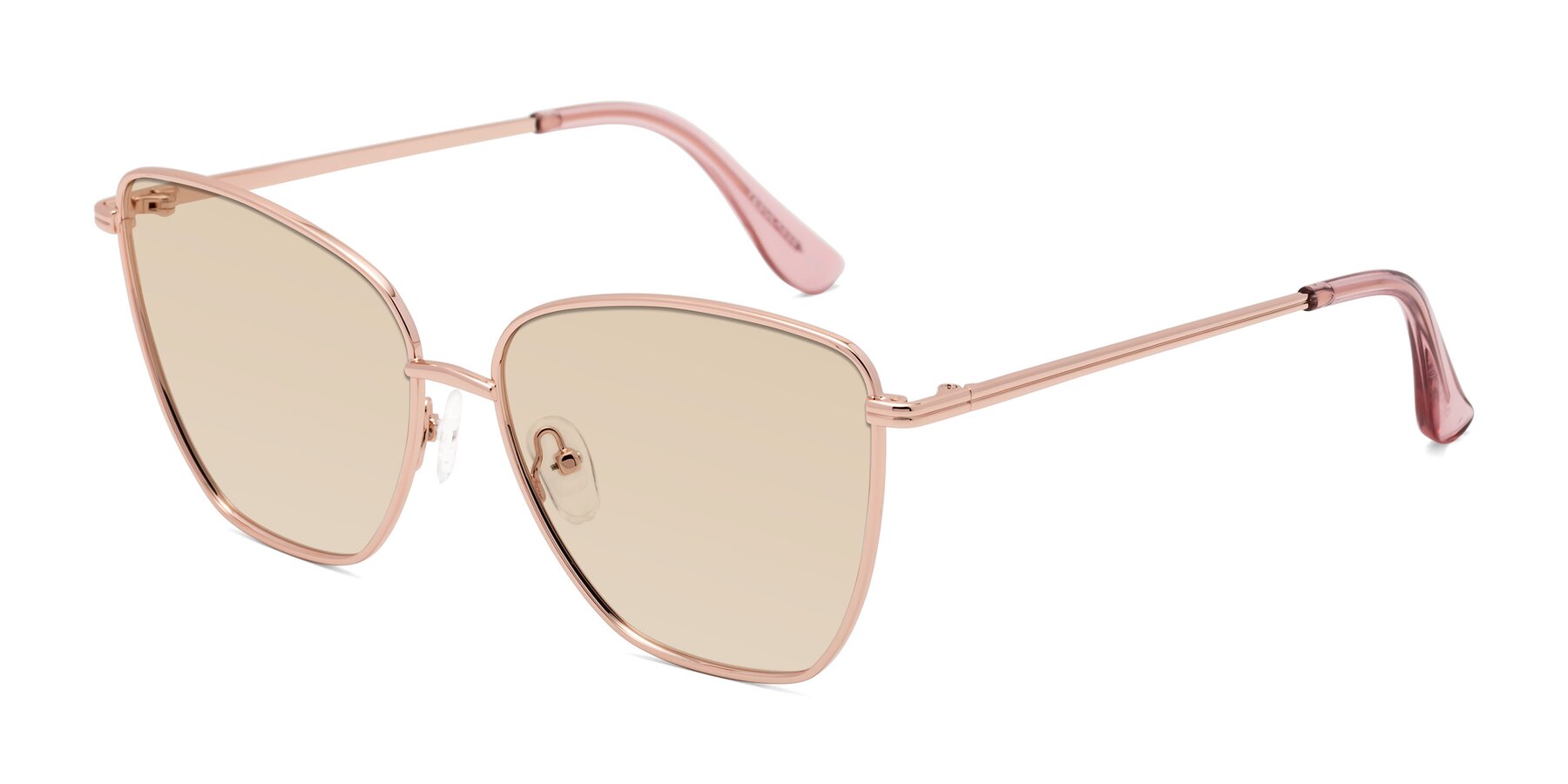 Angle of Oysters in Rose Gold with Light Brown Tinted Lenses