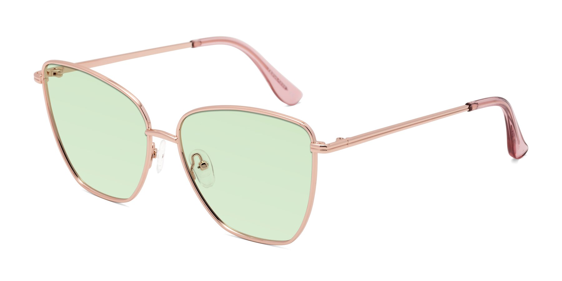 Angle of Oysters in Rose Gold with Light Green Tinted Lenses