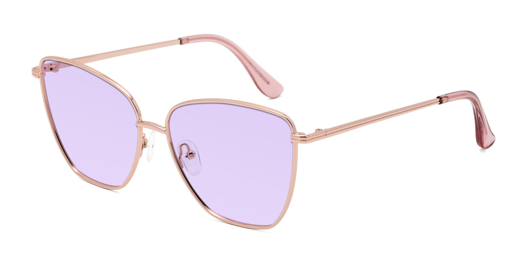 Angle of Oysters in Rose Gold with Light Purple Tinted Lenses