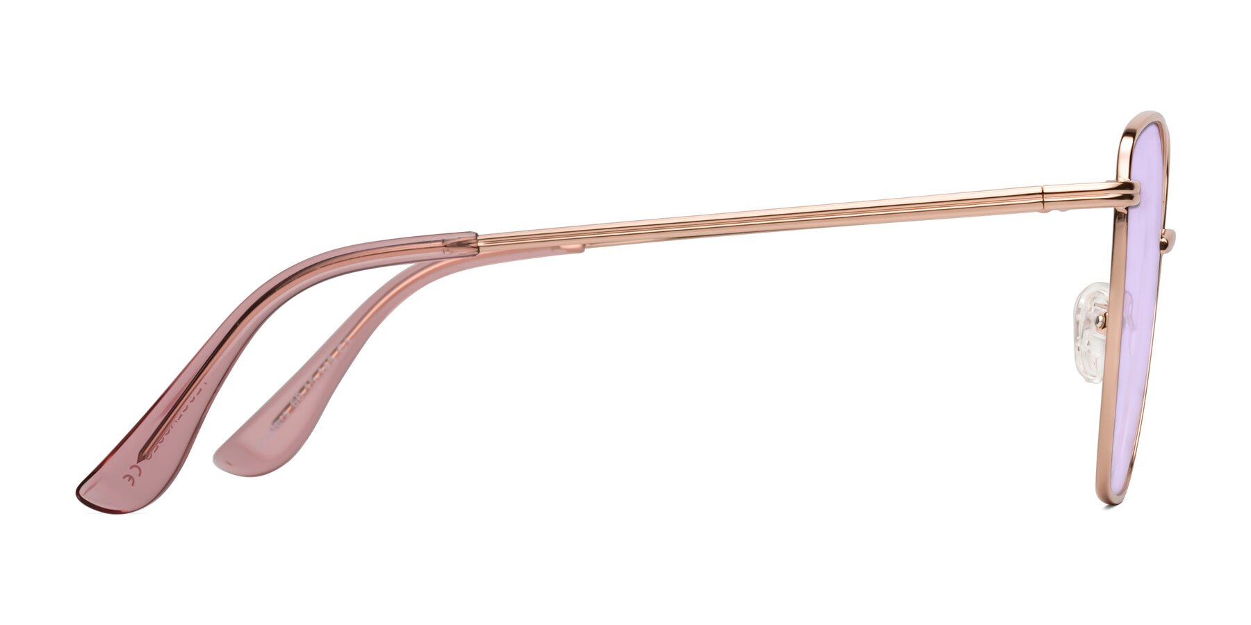 Side of Oysters in Rose Gold with Light Purple Tinted Lenses