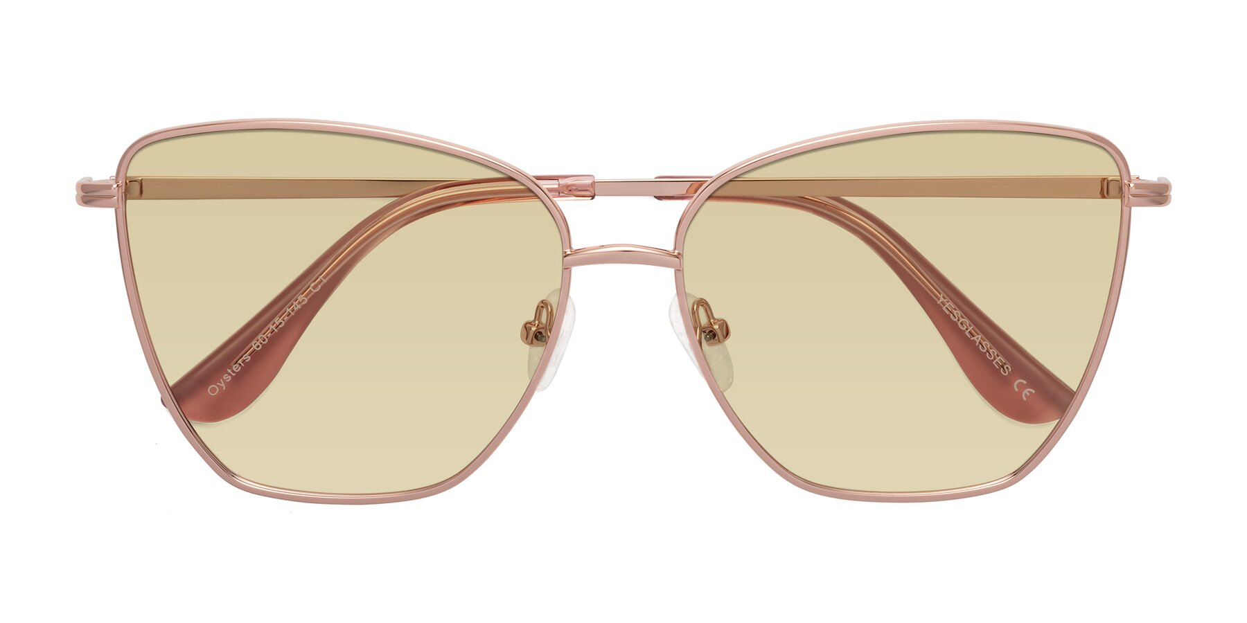 Folded Front of Oysters in Rose Gold with Light Champagne Tinted Lenses