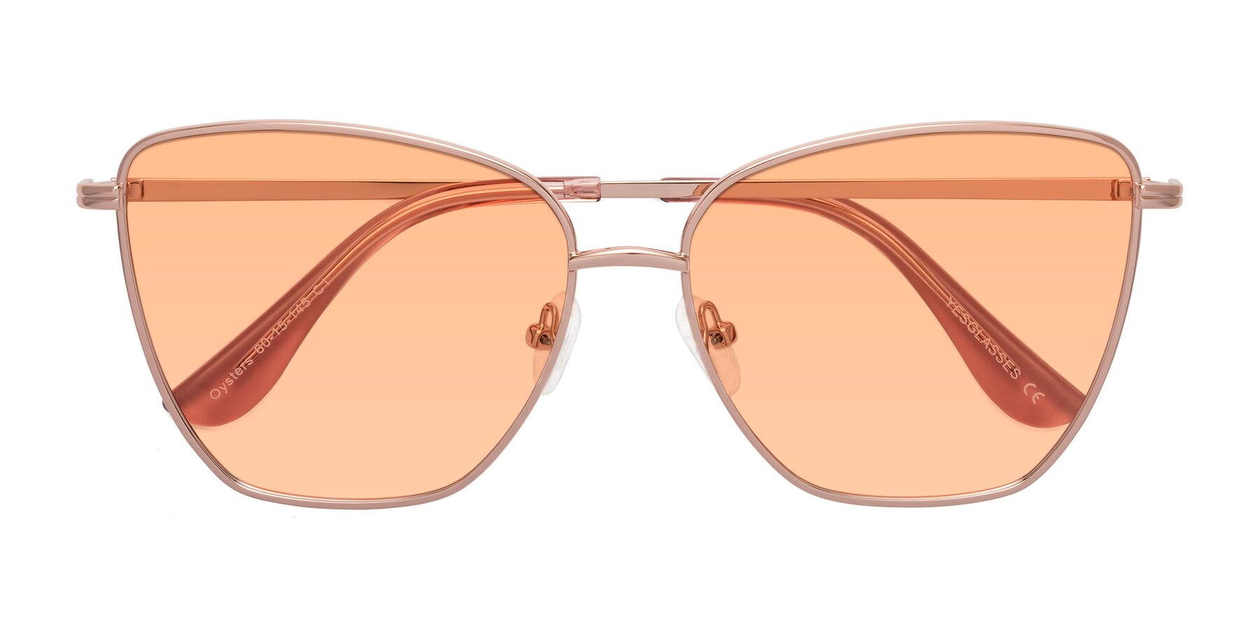 Folded Front of Oysters in Rose Gold with Light Orange Tinted Lenses