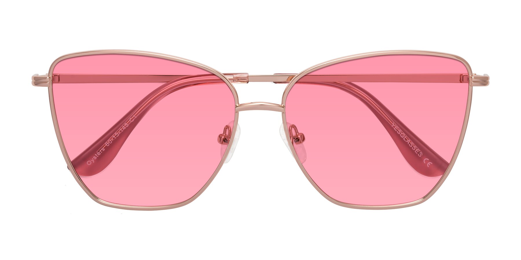 Folded Front of Oysters in Rose Gold with Pink Tinted Lenses