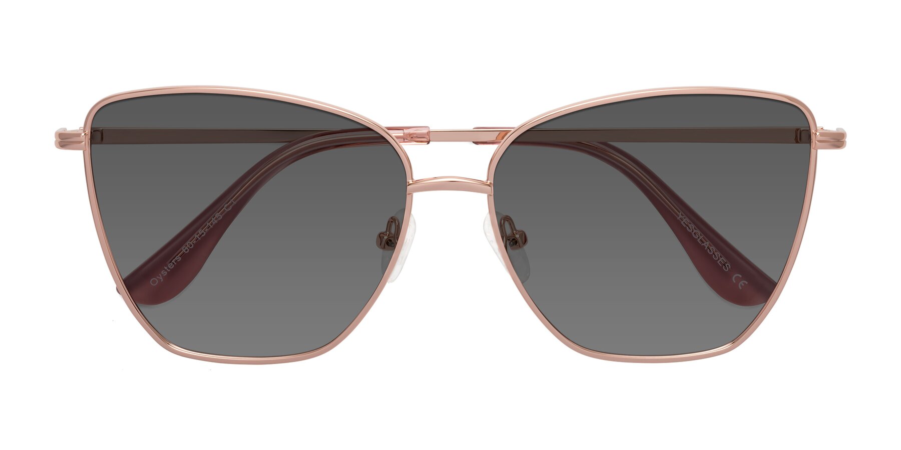 Folded Front of Oysters in Rose Gold with Medium Gray Tinted Lenses