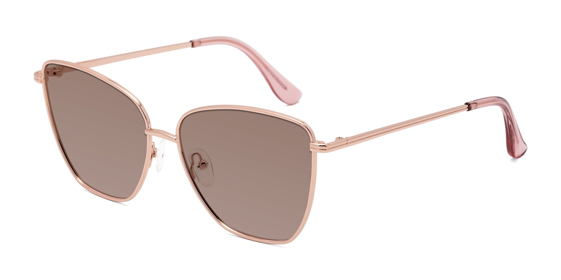 Angle of Oysters in Rose Gold with Medium Brown Tinted Lenses