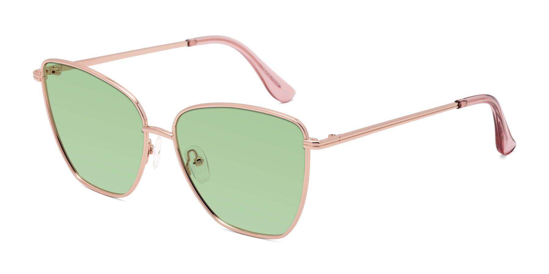 Angle of Oysters in Rose Gold with Medium Green Tinted Lenses