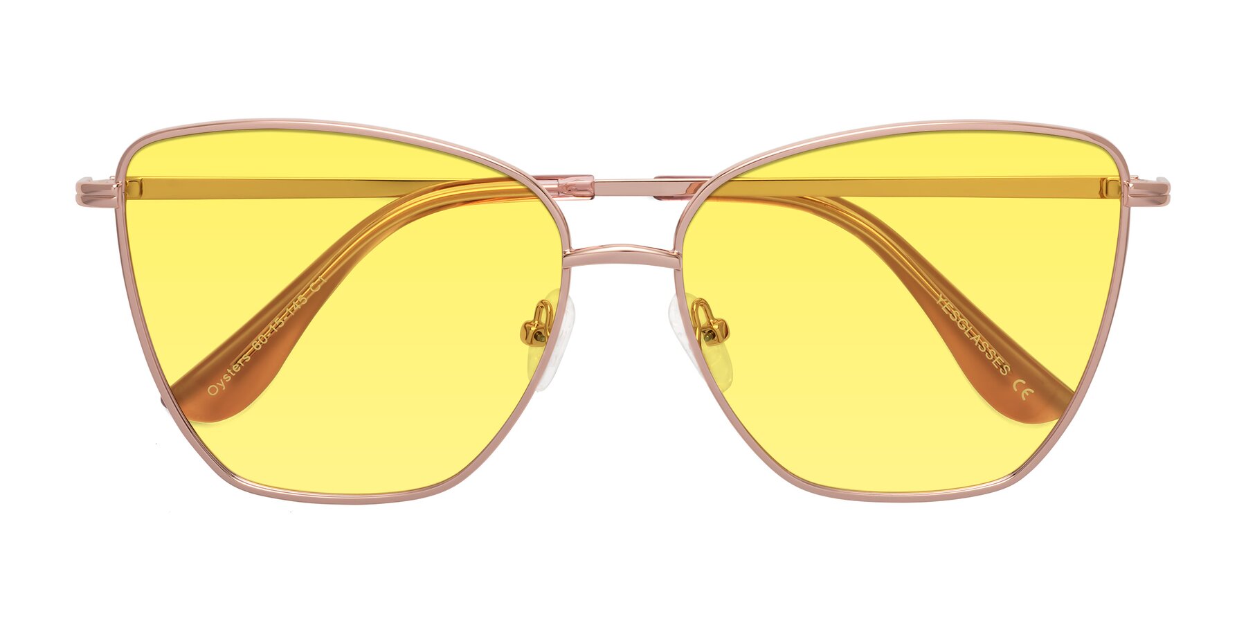 Folded Front of Oysters in Rose Gold with Medium Yellow Tinted Lenses