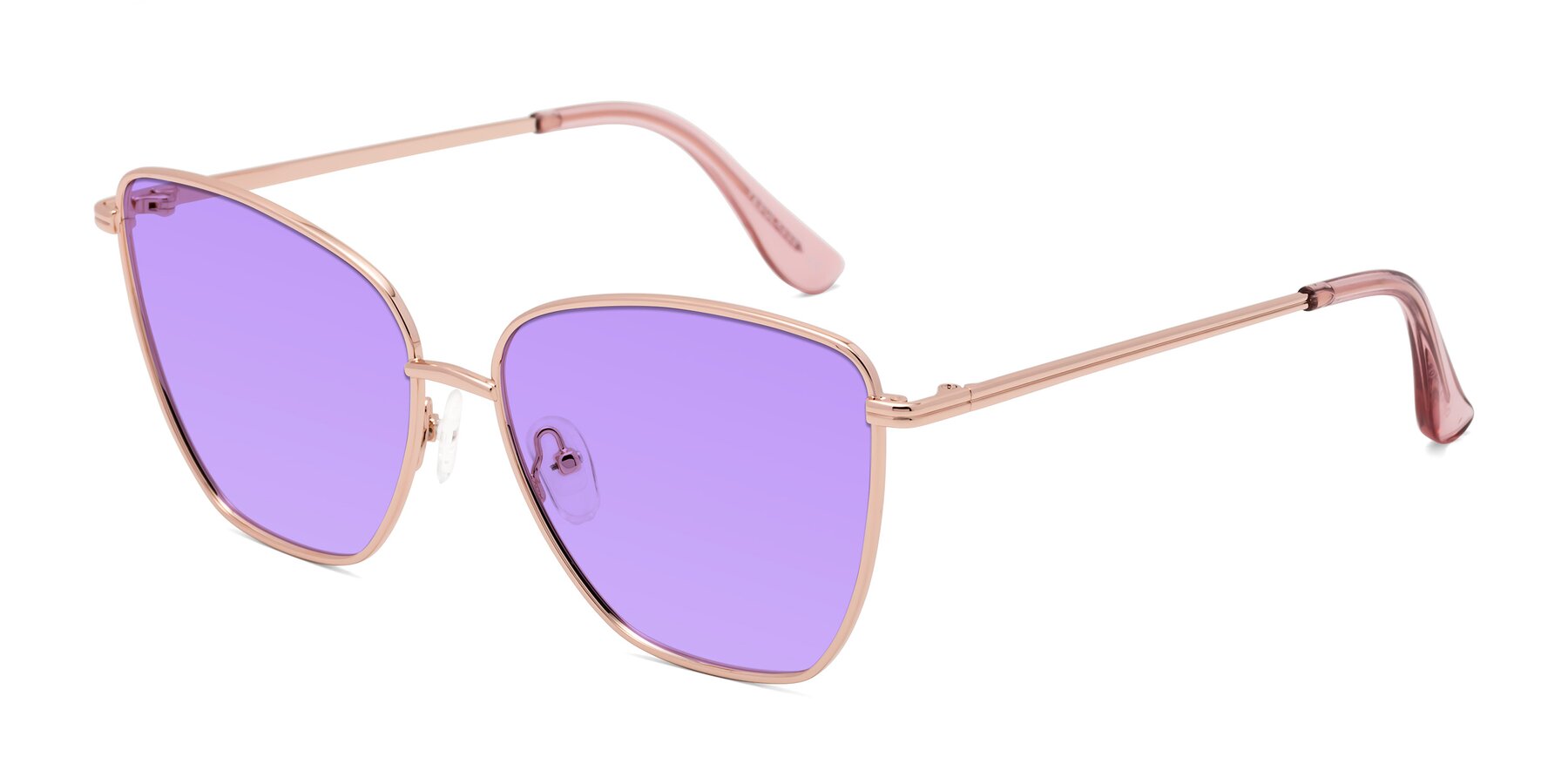 Angle of Oysters in Rose Gold with Medium Purple Tinted Lenses