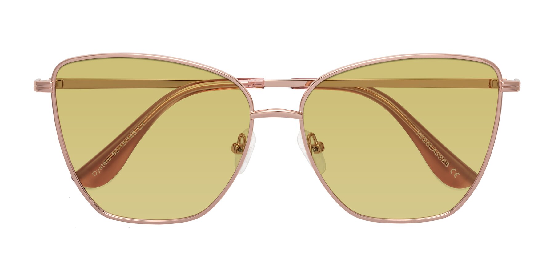 Folded Front of Oysters in Rose Gold with Medium Champagne Tinted Lenses