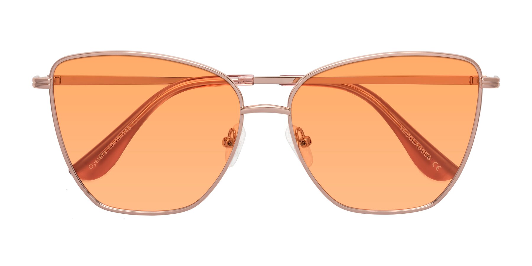 Folded Front of Oysters in Rose Gold with Medium Orange Tinted Lenses