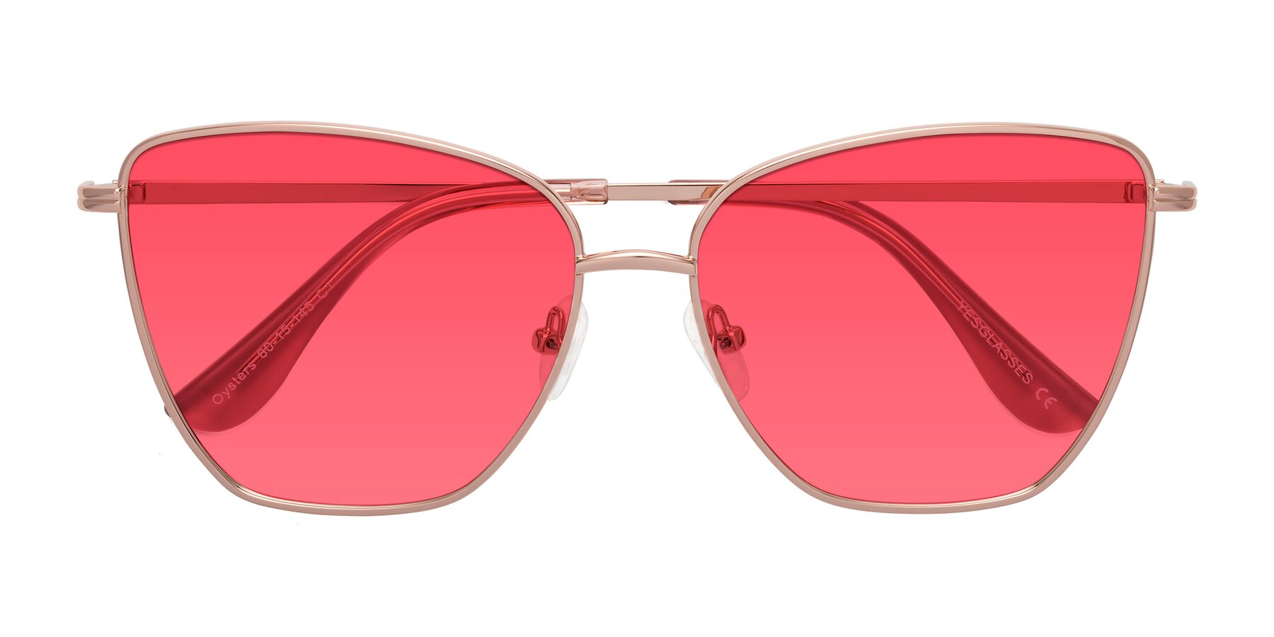 Folded Front of Oysters in Rose Gold with Red Tinted Lenses