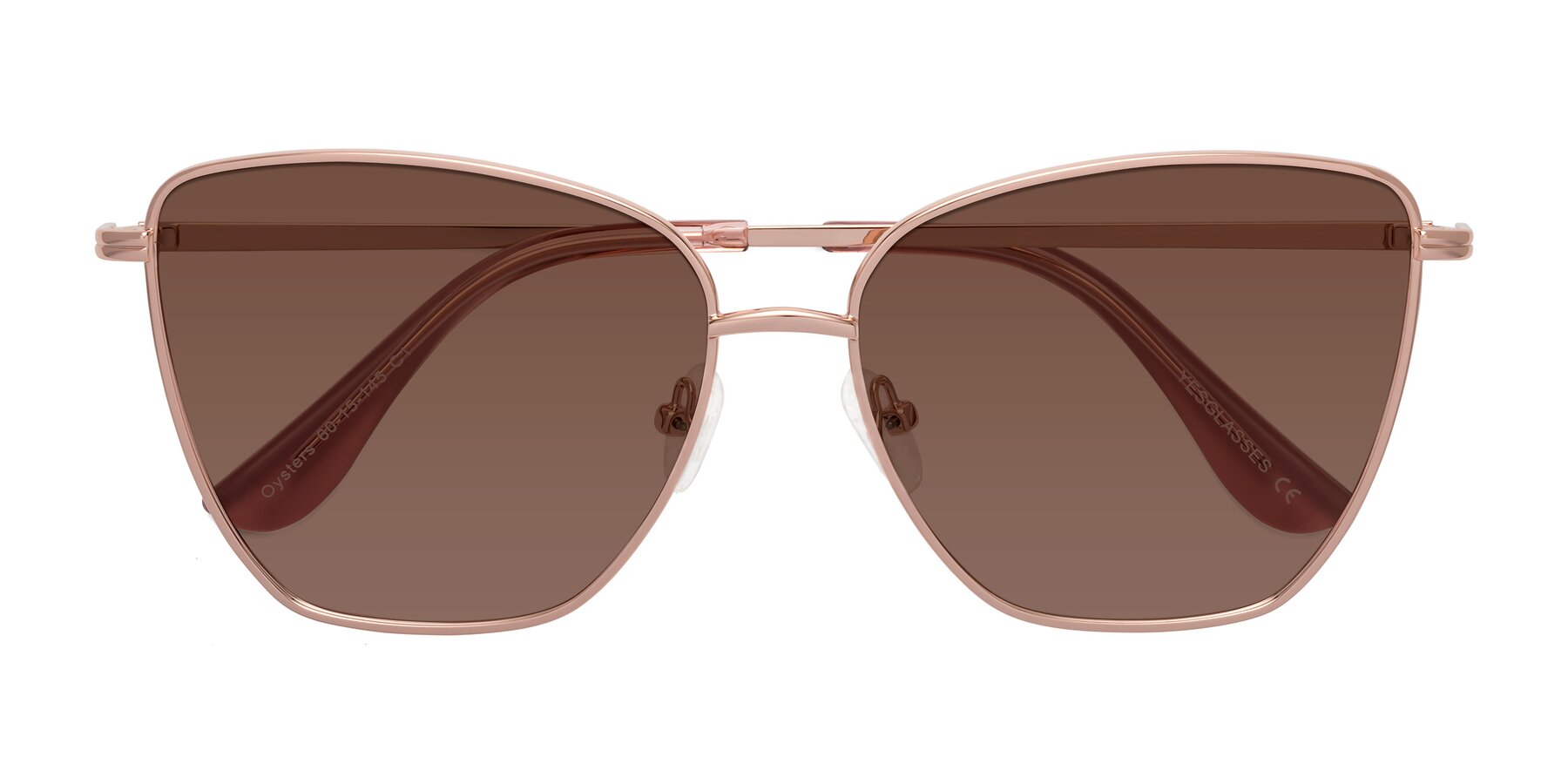 Folded Front of Oysters in Rose Gold with Brown Tinted Lenses