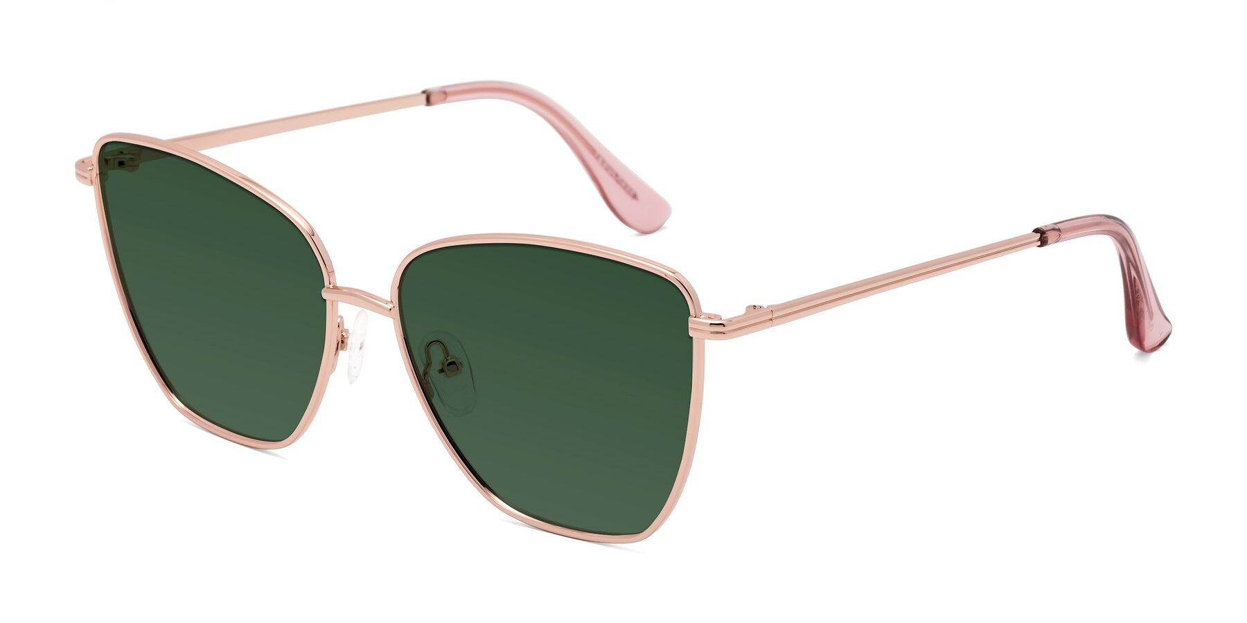 Angle of Oysters in Rose Gold with Green Tinted Lenses