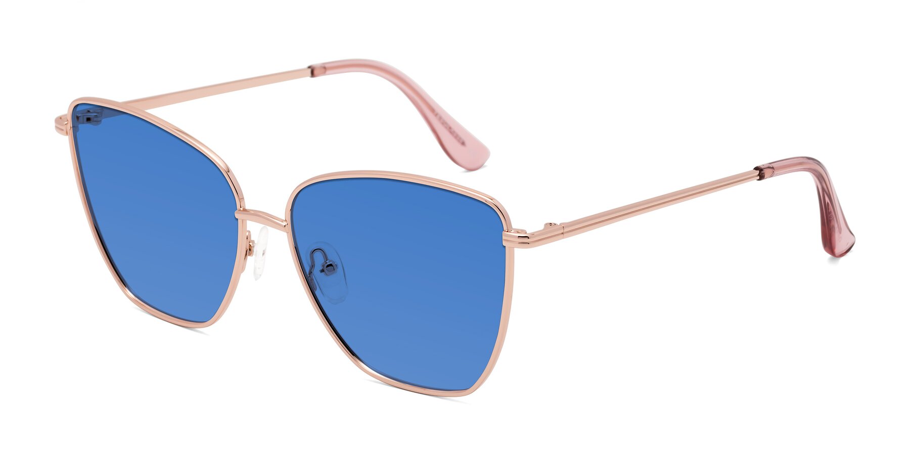 Angle of Oysters in Rose Gold with Blue Tinted Lenses