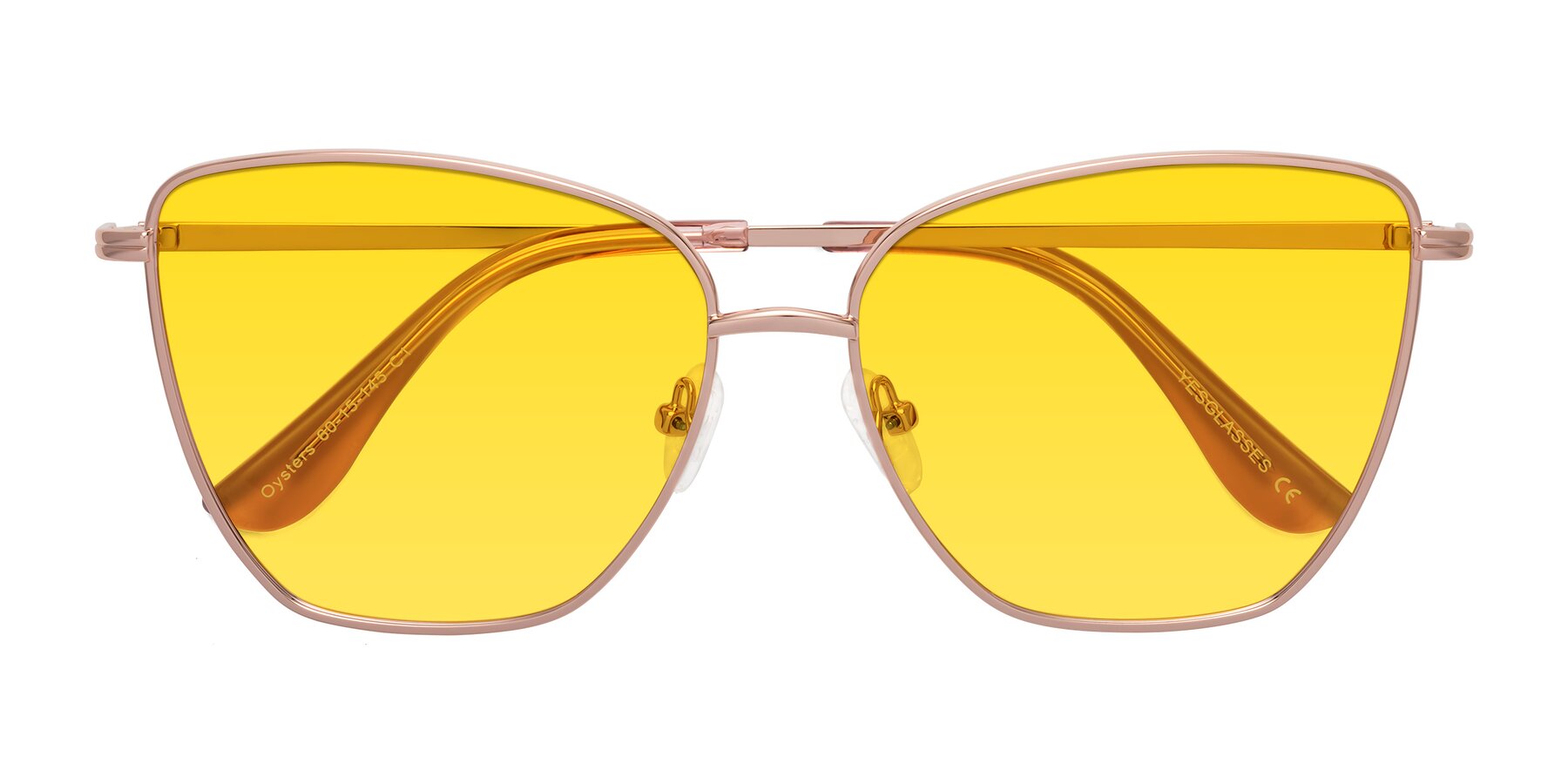 Folded Front of Oysters in Rose Gold with Yellow Tinted Lenses