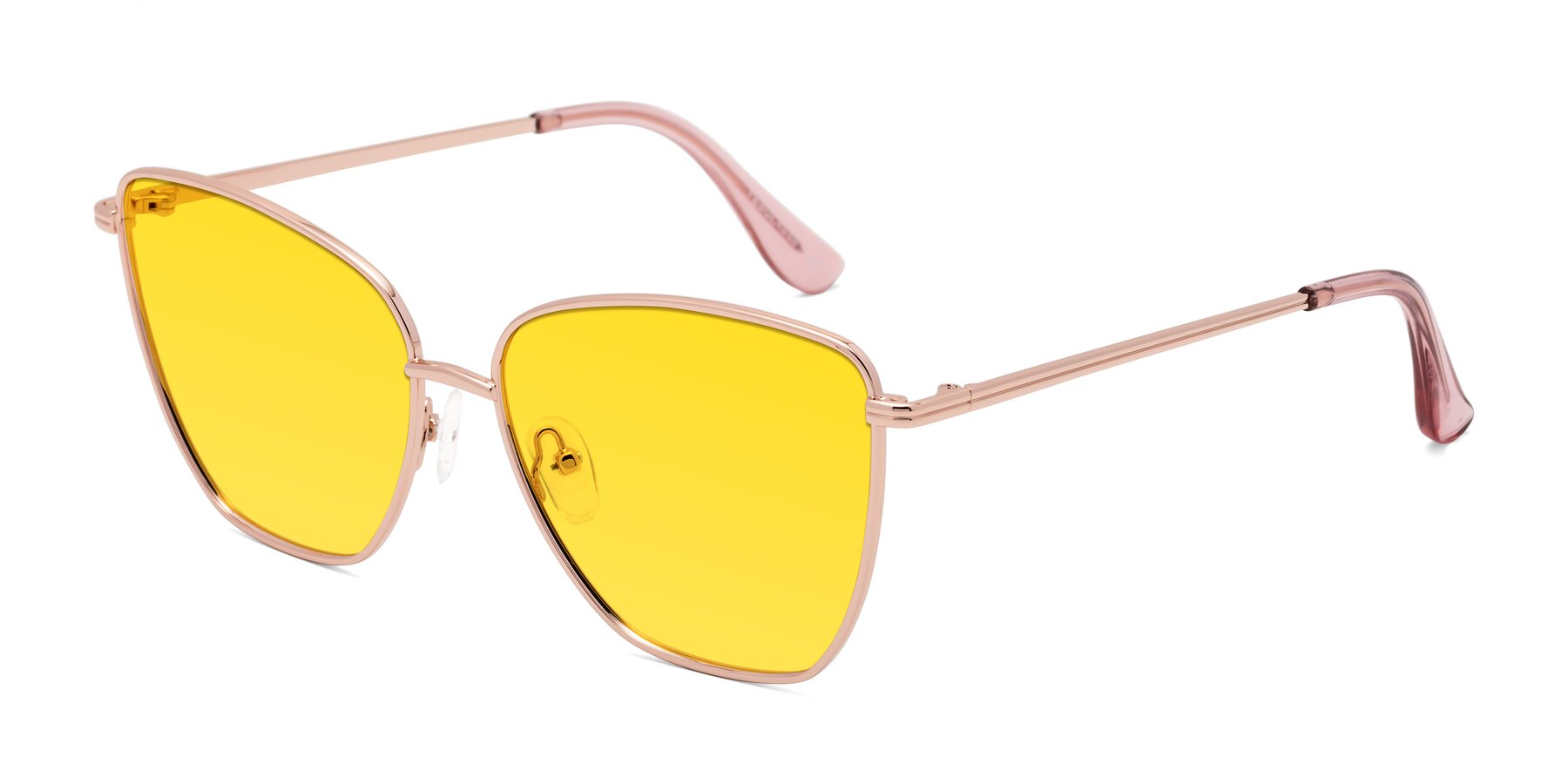 Angle of Oysters in Rose Gold with Yellow Tinted Lenses