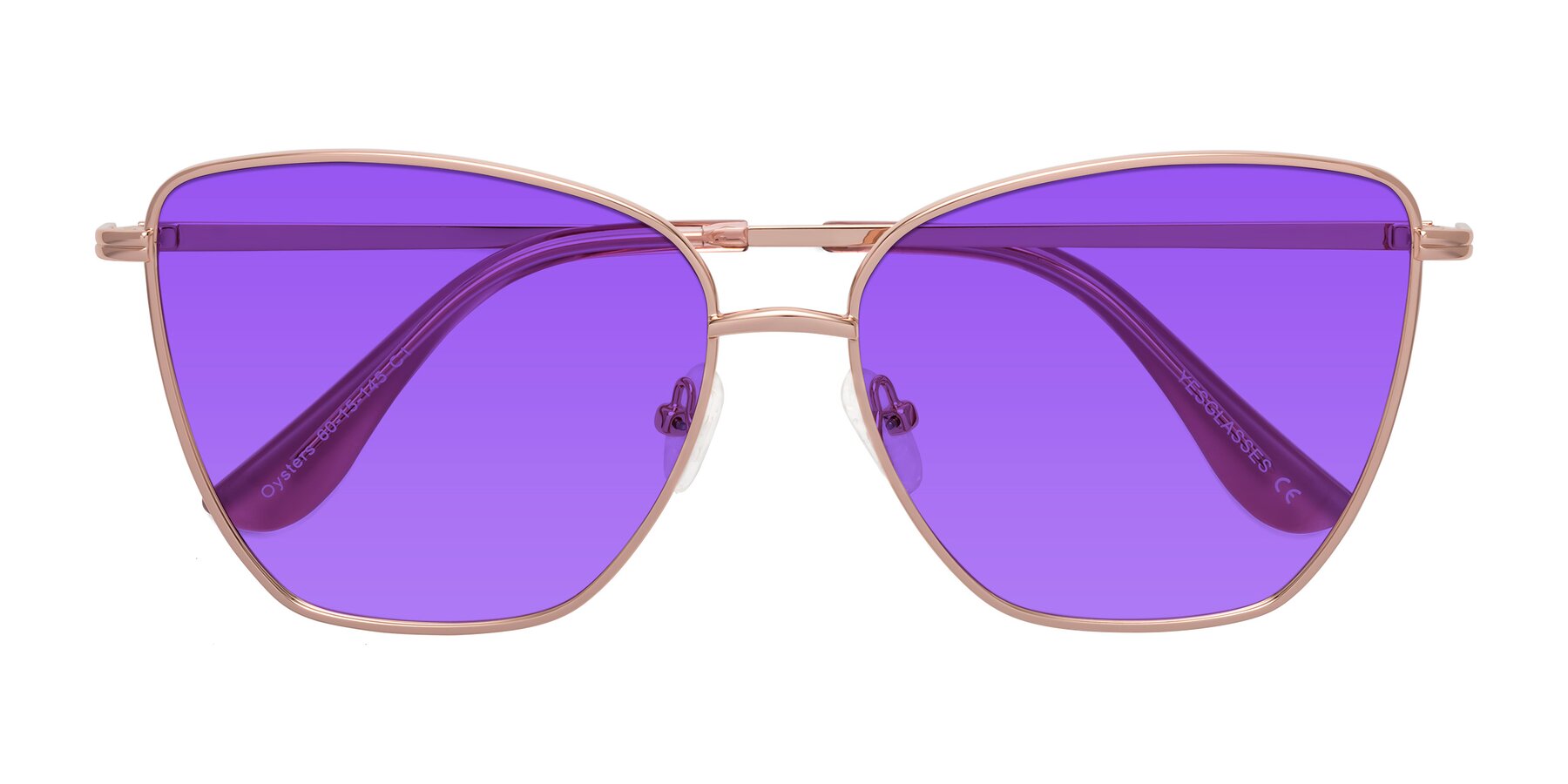 Folded Front of Oysters in Rose Gold with Purple Tinted Lenses