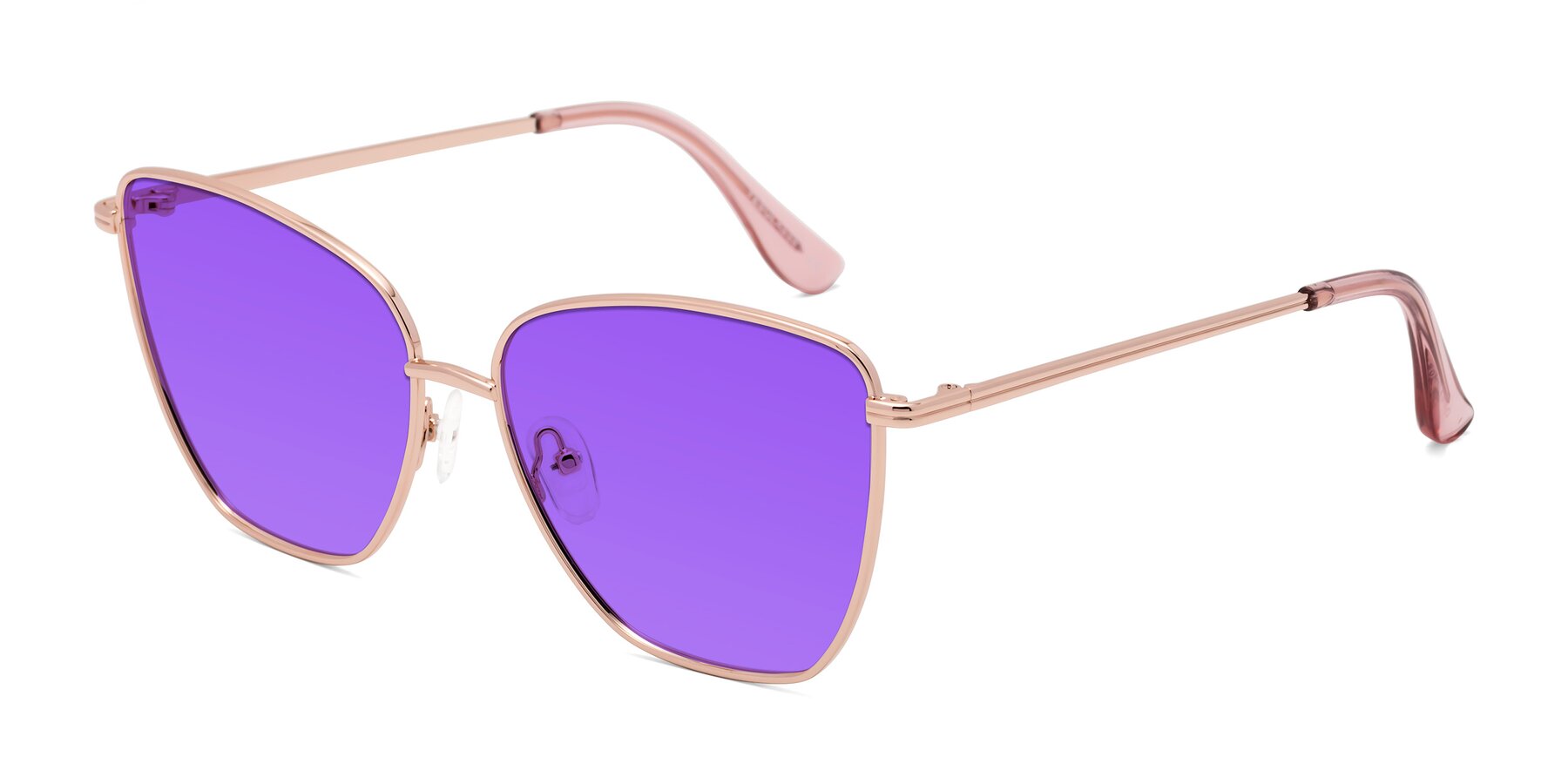 Angle of Oysters in Rose Gold with Purple Tinted Lenses