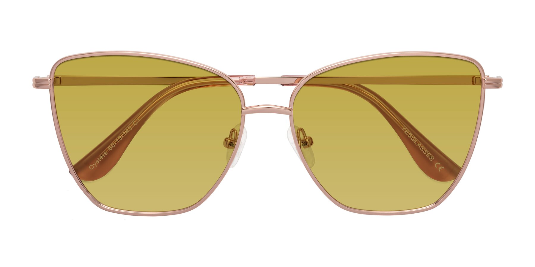 Folded Front of Oysters in Rose Gold with Champagne Tinted Lenses