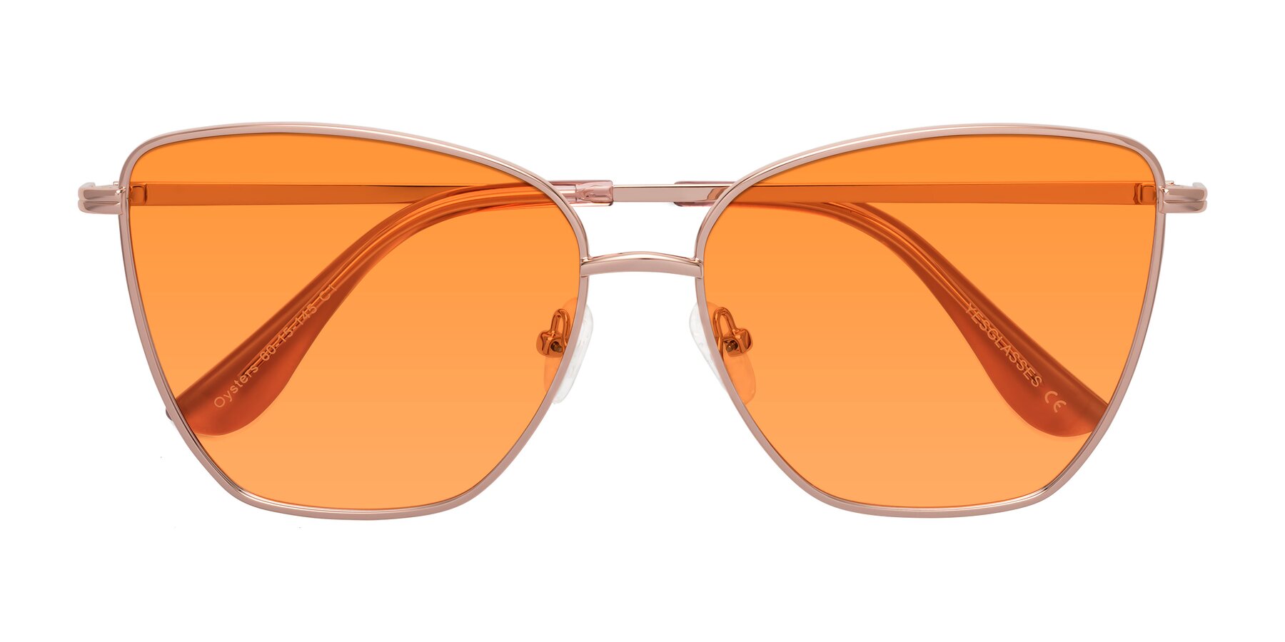 Folded Front of Oysters in Rose Gold with Orange Tinted Lenses