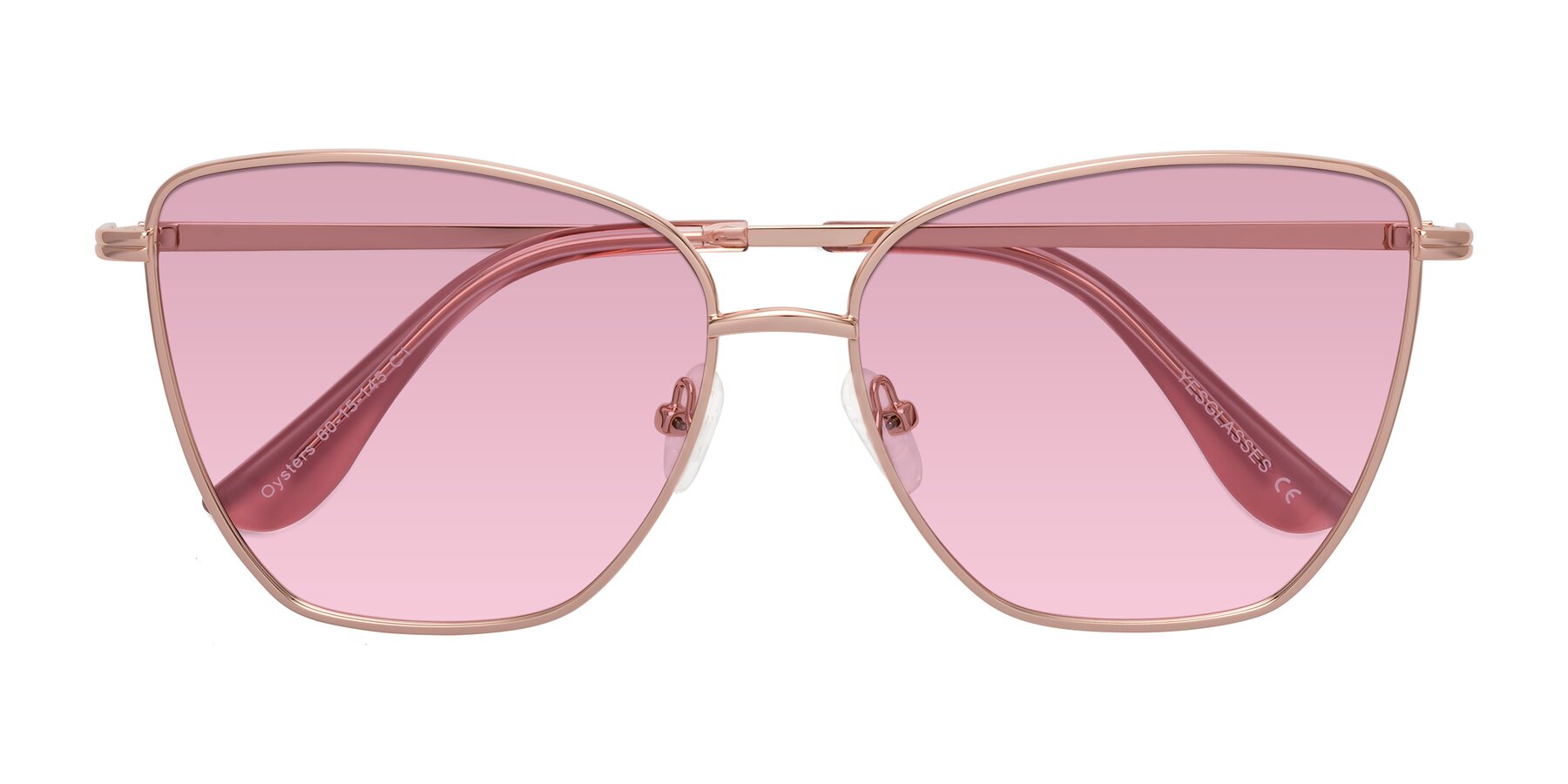 Folded Front of Oysters in Rose Gold with Light Wine Tinted Lenses