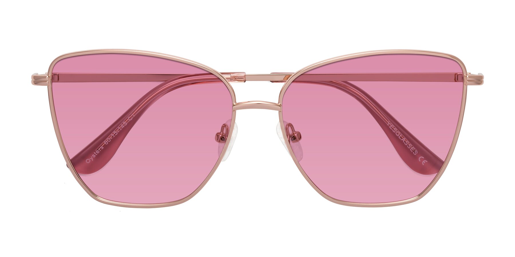 Folded Front of Oysters in Rose Gold with Medium Wine Tinted Lenses