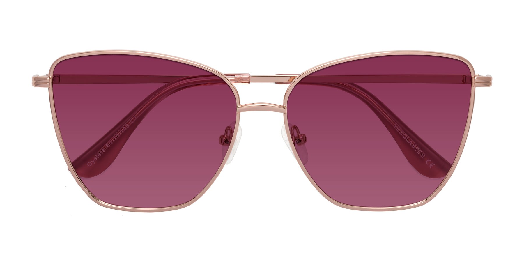 Folded Front of Oysters in Rose Gold with Wine Tinted Lenses