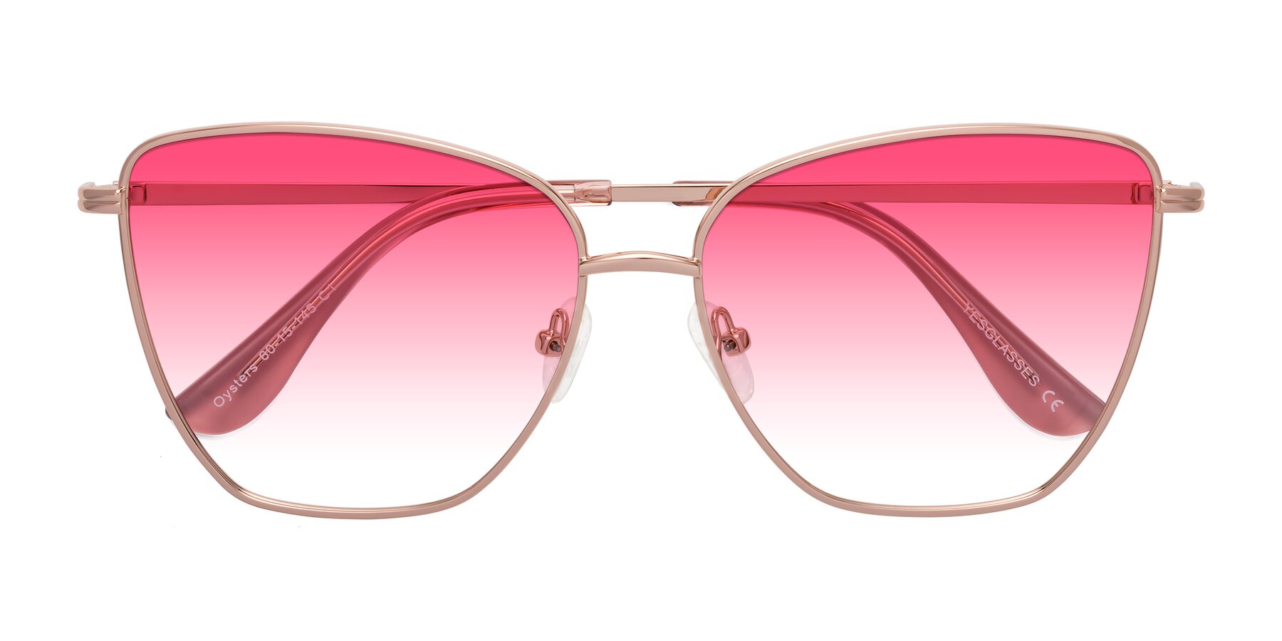 Folded Front of Oysters in Rose Gold with Pink Gradient Lenses