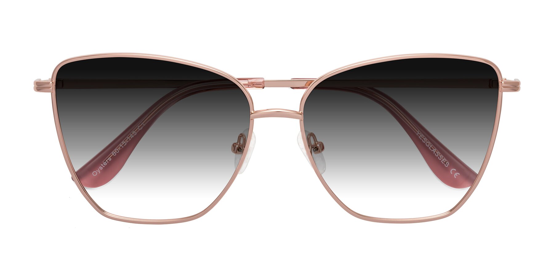 Folded Front of Oysters in Rose Gold with Gray Gradient Lenses