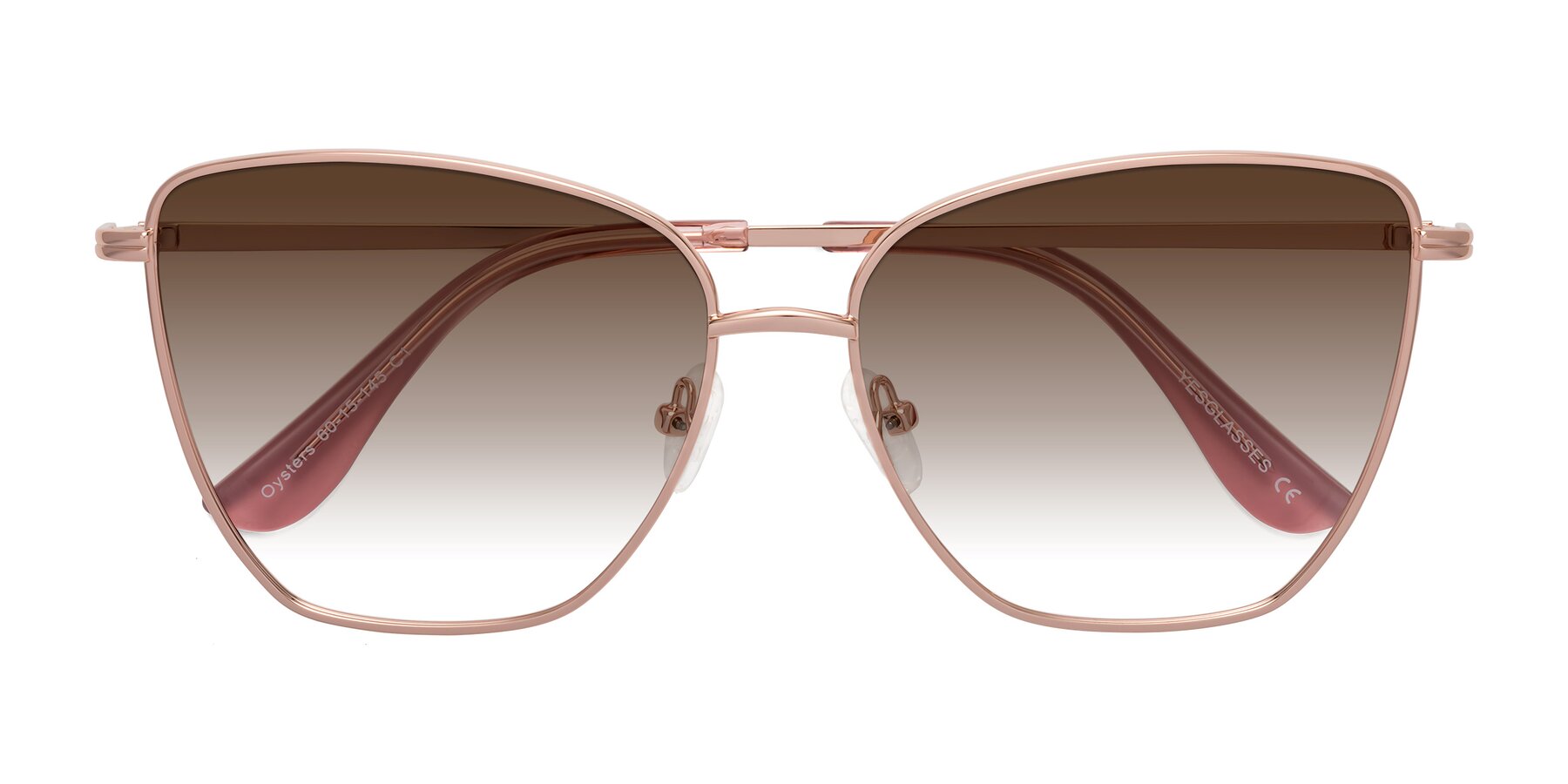 Folded Front of Oysters in Rose Gold with Brown Gradient Lenses