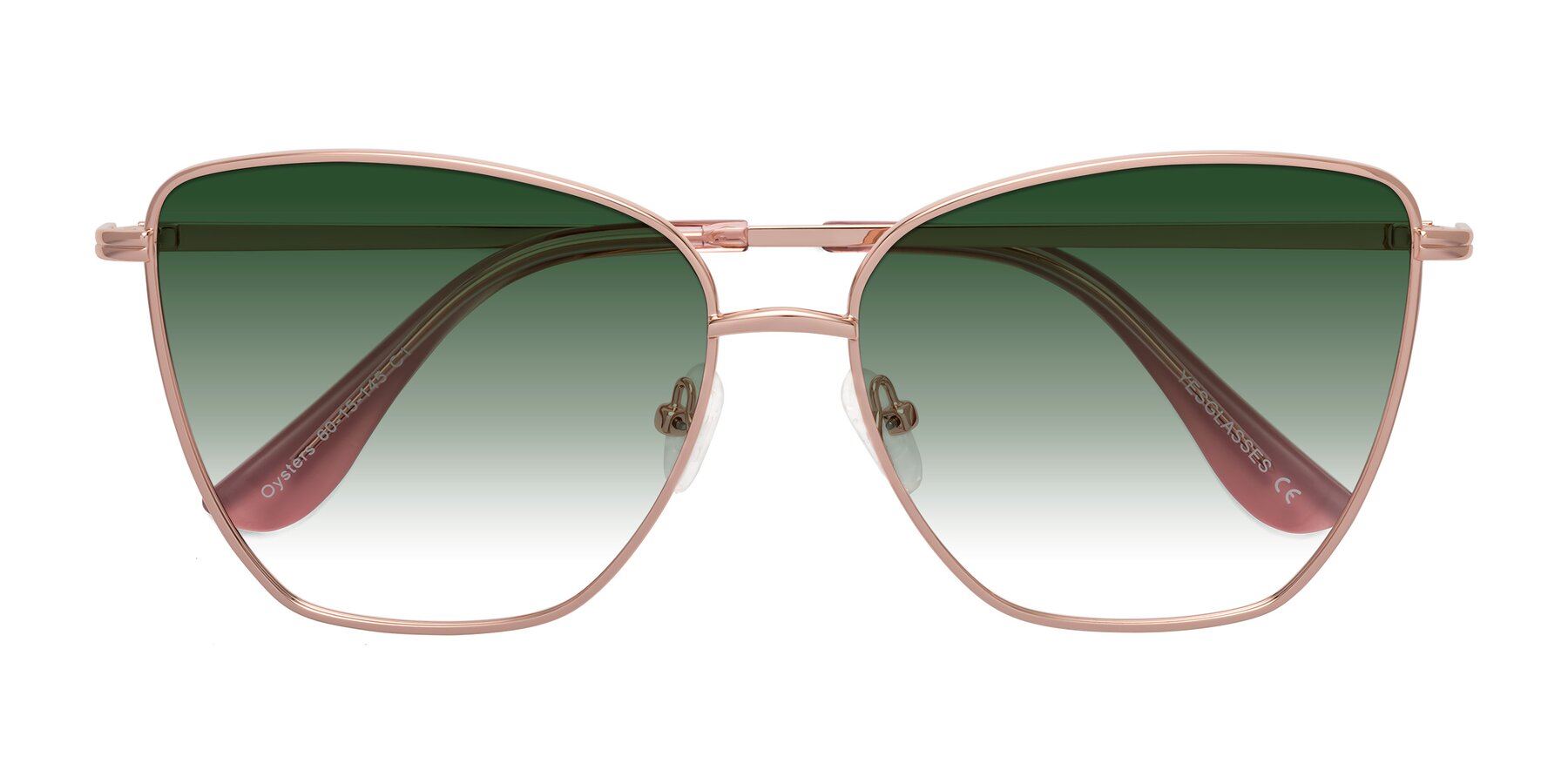 Folded Front of Oysters in Rose Gold with Green Gradient Lenses