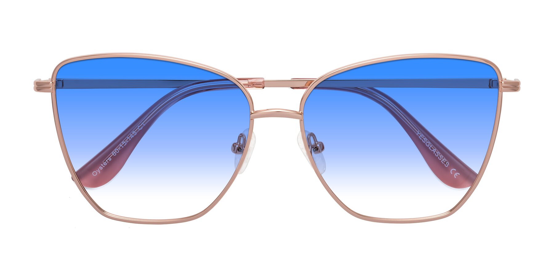 Folded Front of Oysters in Rose Gold with Blue Gradient Lenses