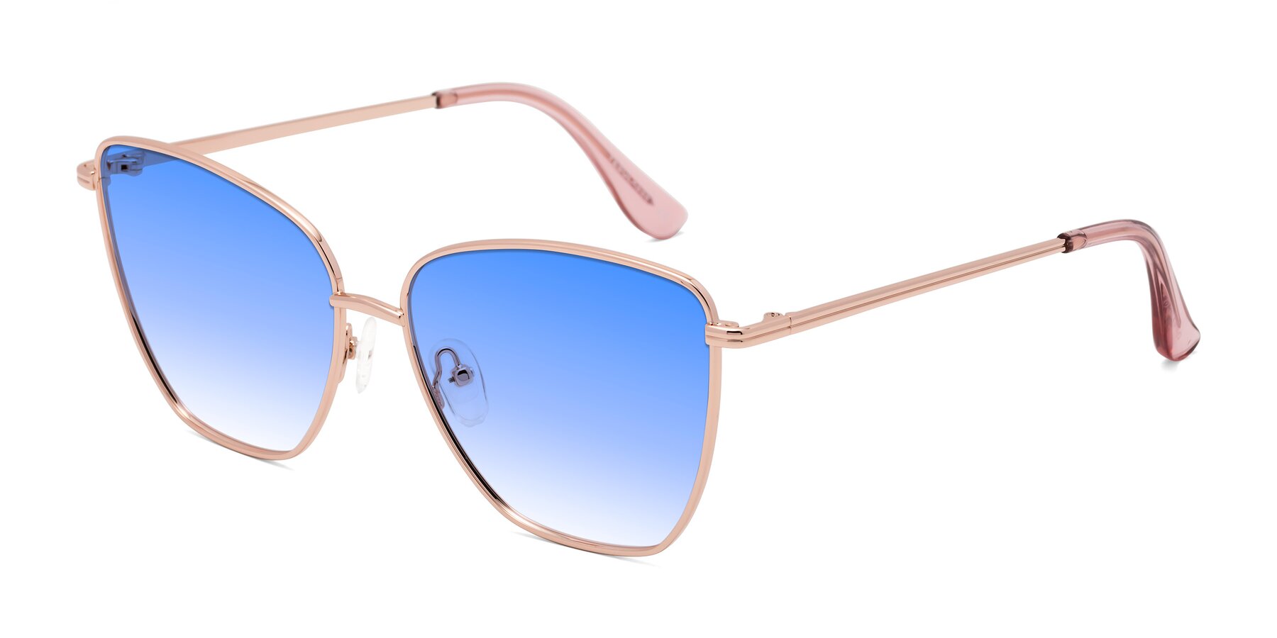 Angle of Oysters in Rose Gold with Blue Gradient Lenses