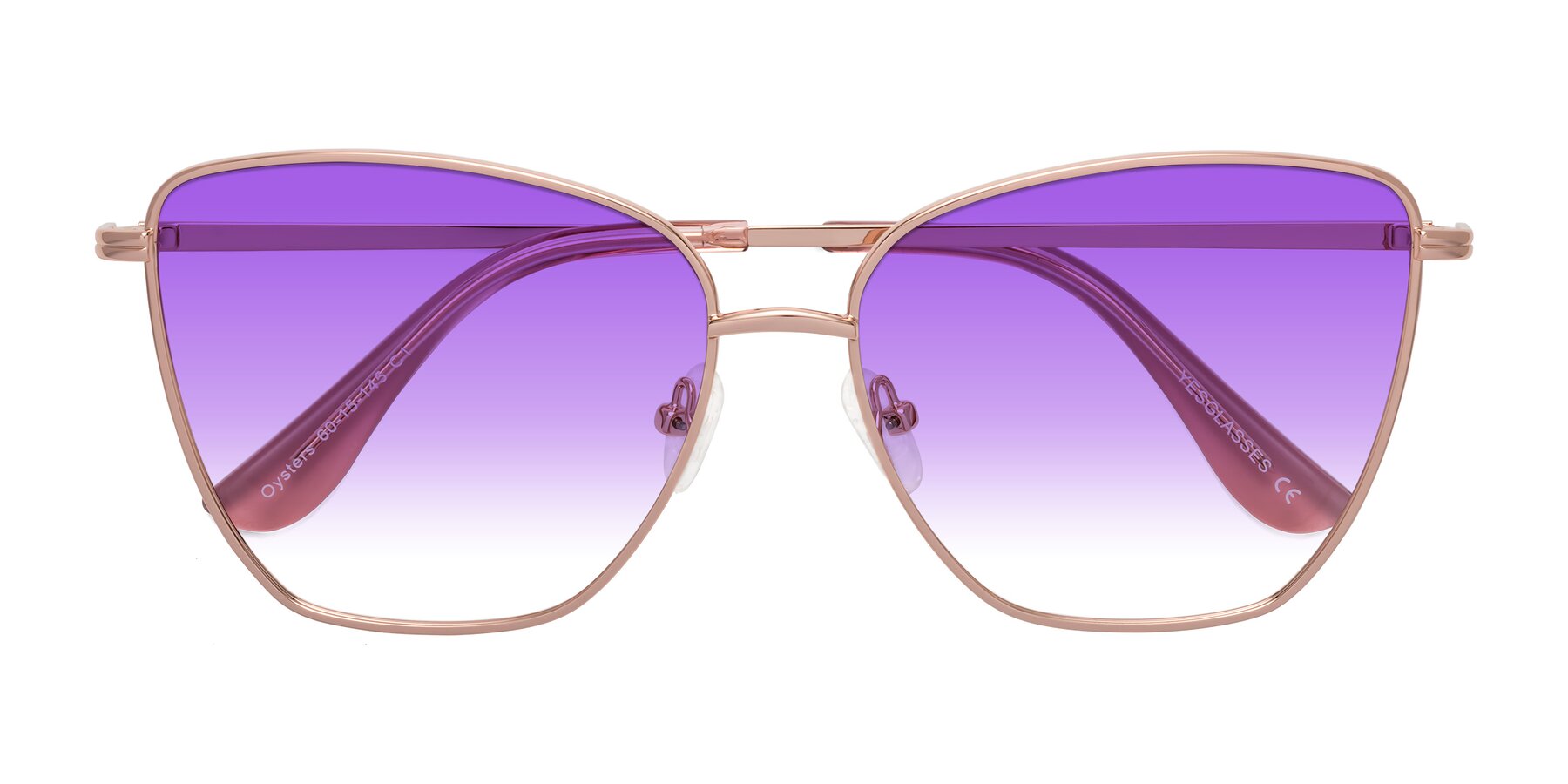 Folded Front of Oysters in Rose Gold with Purple Gradient Lenses