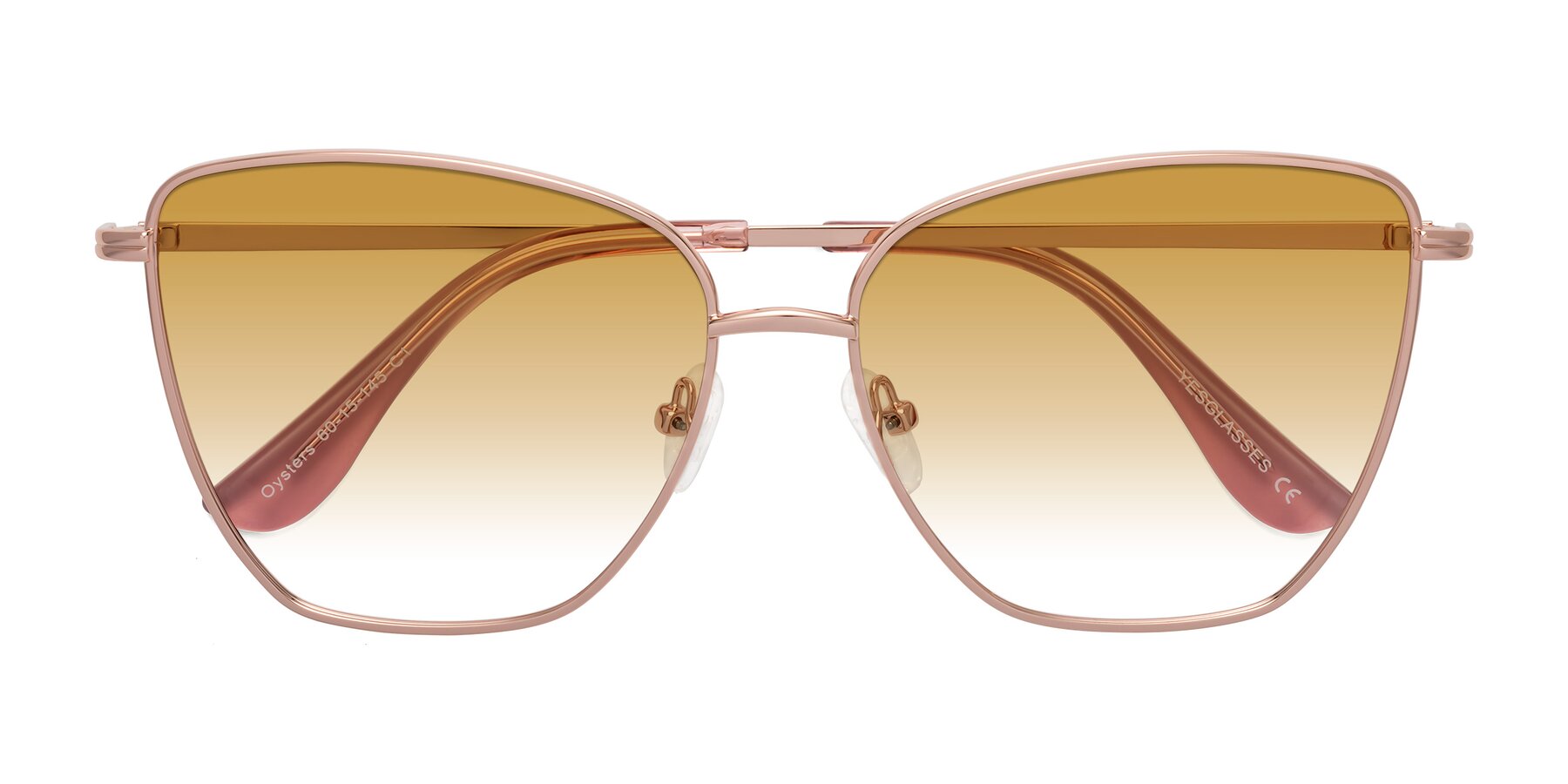 Folded Front of Oysters in Rose Gold with Champagne Gradient Lenses