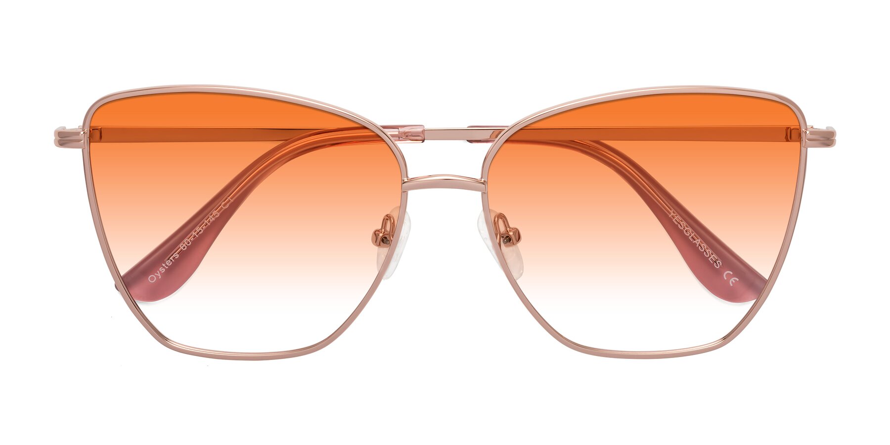 Folded Front of Oysters in Rose Gold with Orange Gradient Lenses