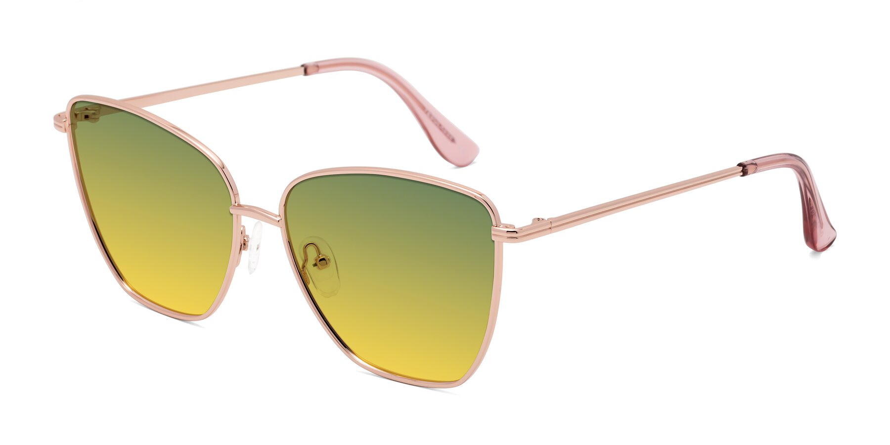 Angle of Oysters in Rose Gold with Green / Yellow Gradient Lenses