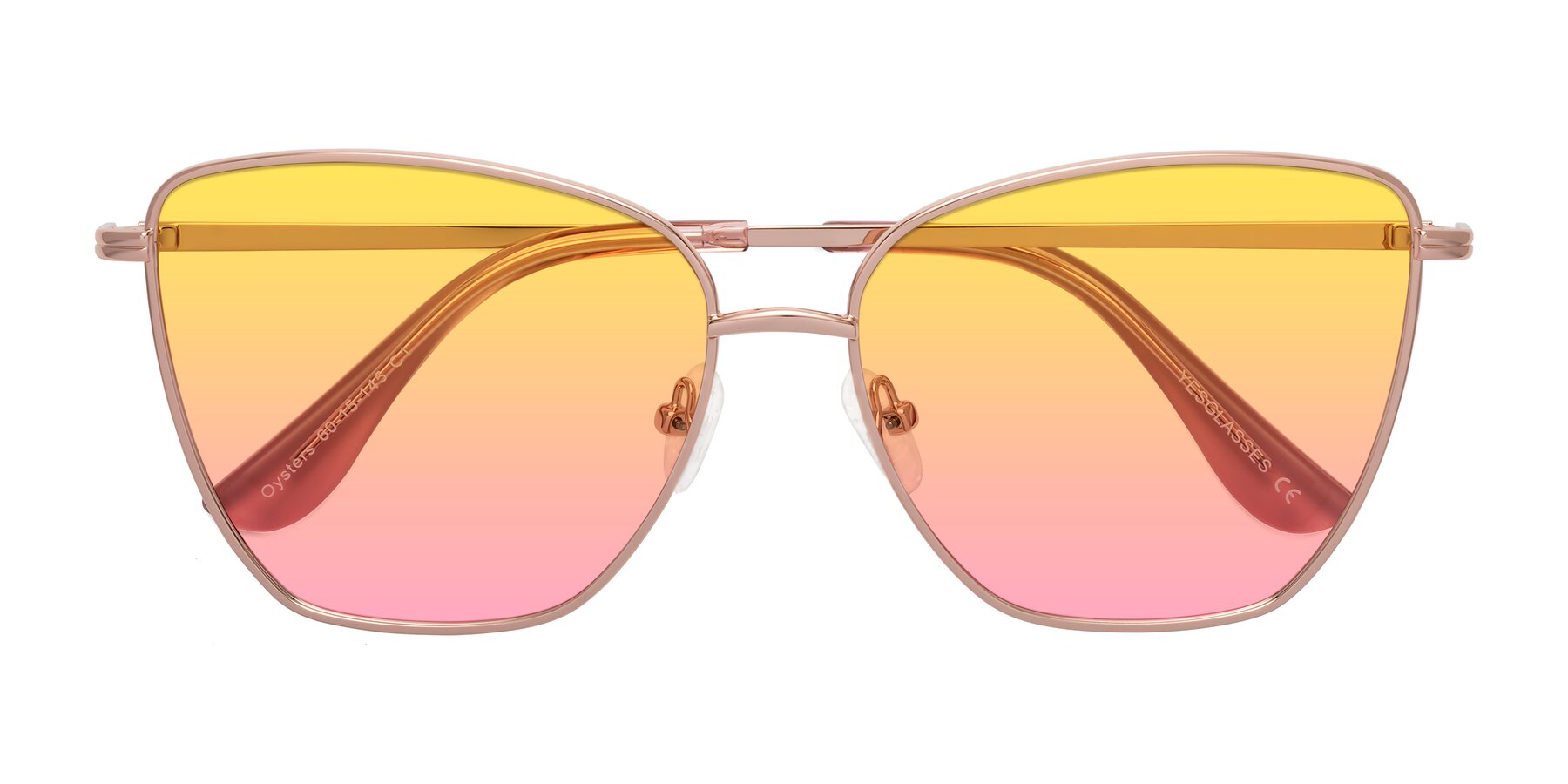 Folded Front of Oysters in Rose Gold with Yellow / Pink Gradient Lenses