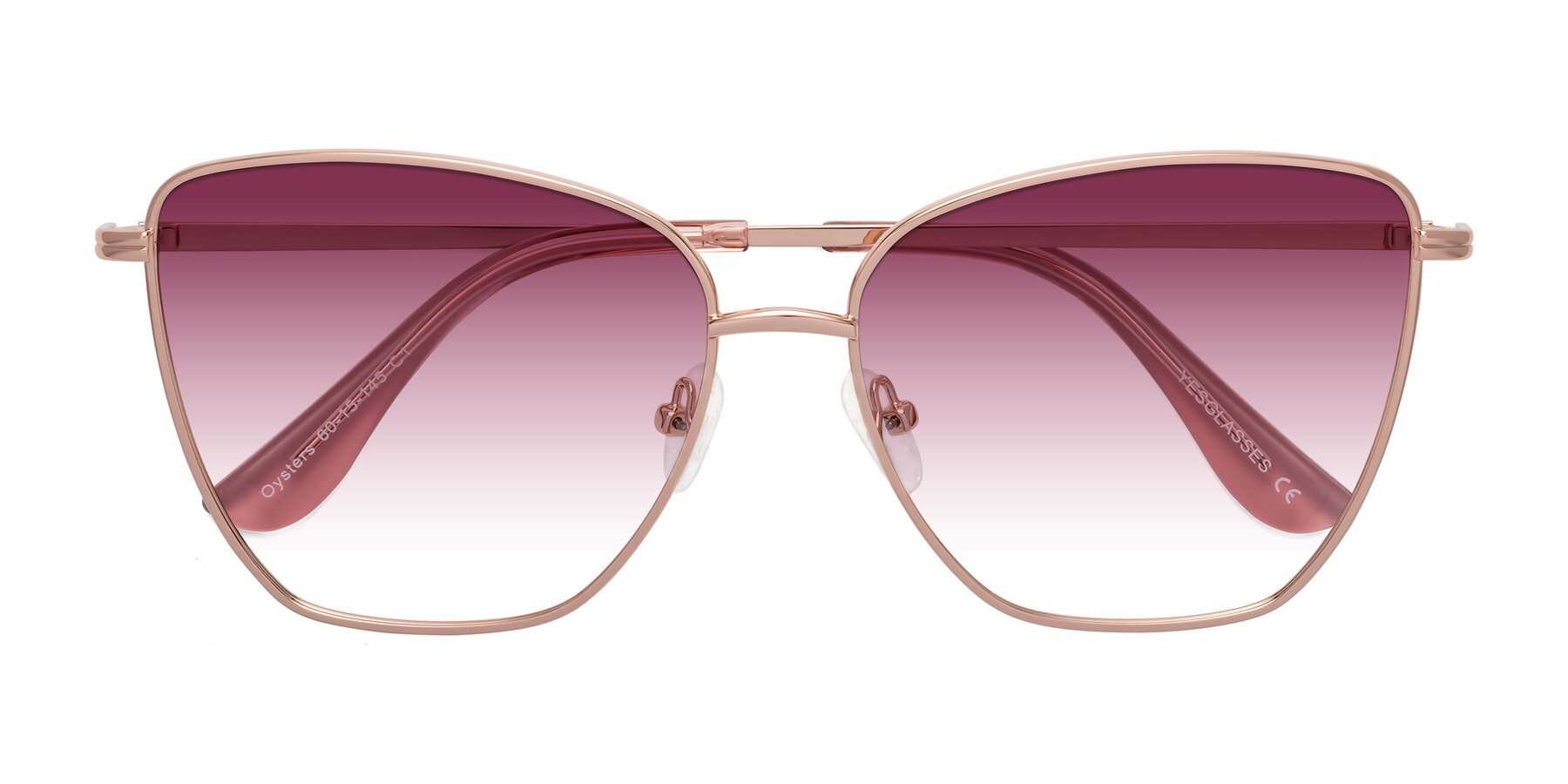 Folded Front of Oysters in Rose Gold with Wine Gradient Lenses