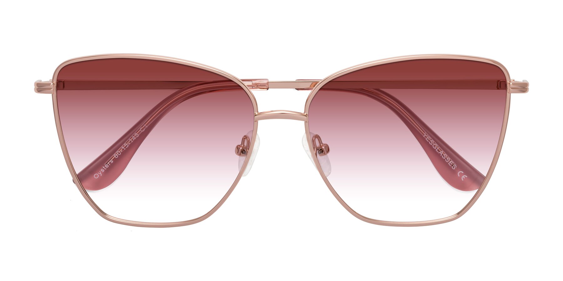 Folded Front of Oysters in Rose Gold with Garnet Gradient Lenses