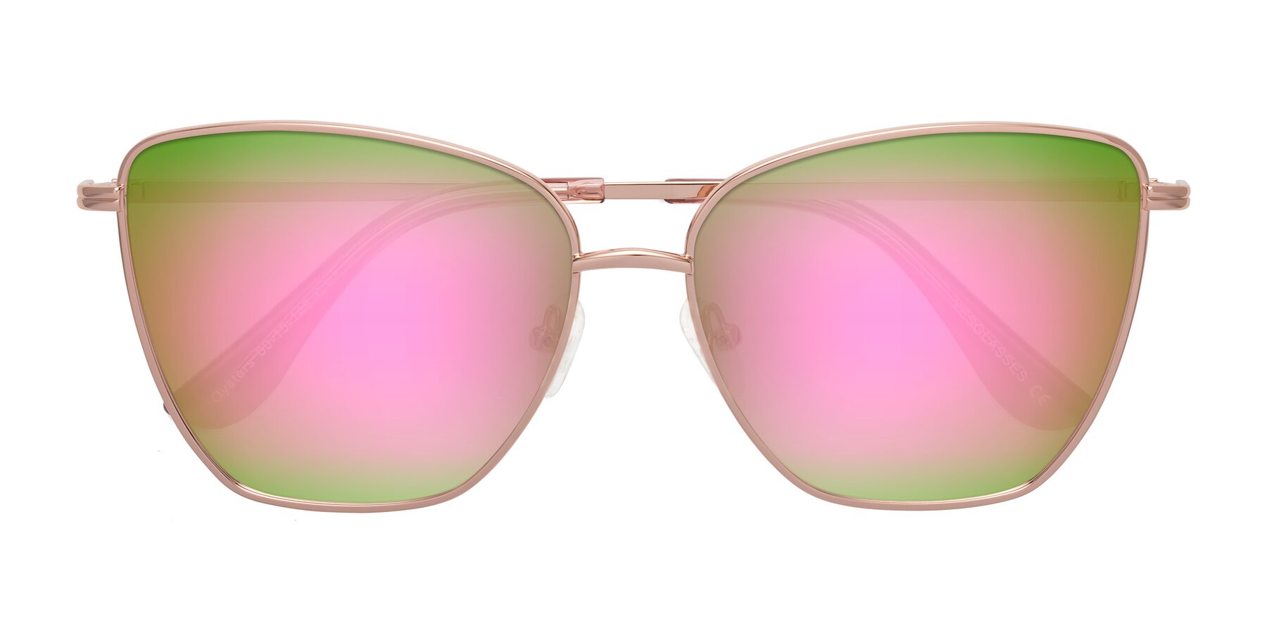 Folded Front of Oysters in Rose Gold with Pink Mirrored Lenses