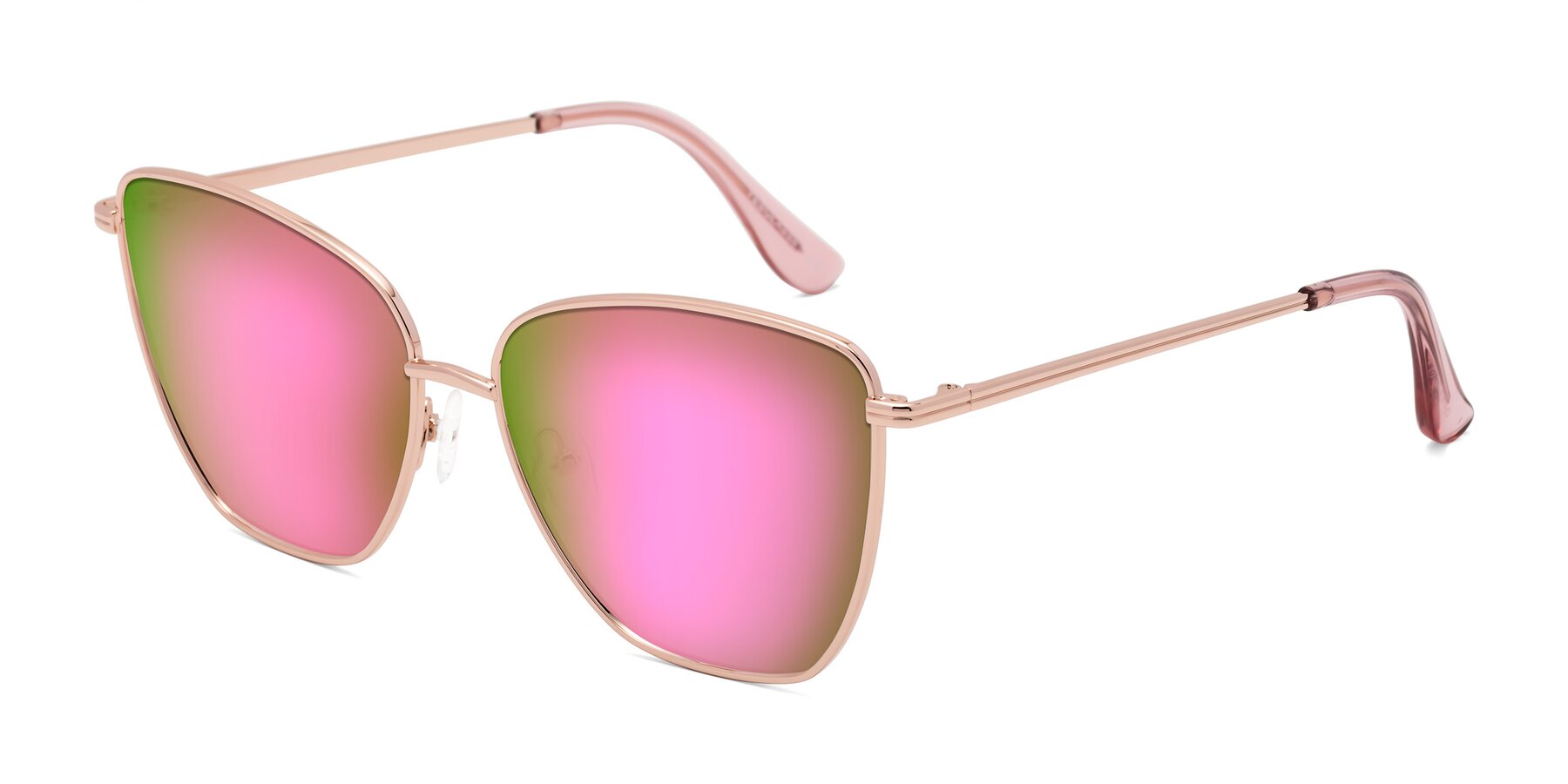 Angle of Oysters in Rose Gold with Pink Mirrored Lenses