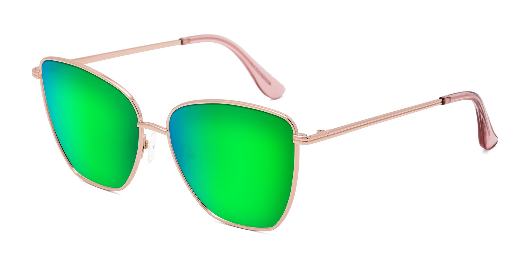 Angle of Oysters in Rose Gold with Green Mirrored Lenses