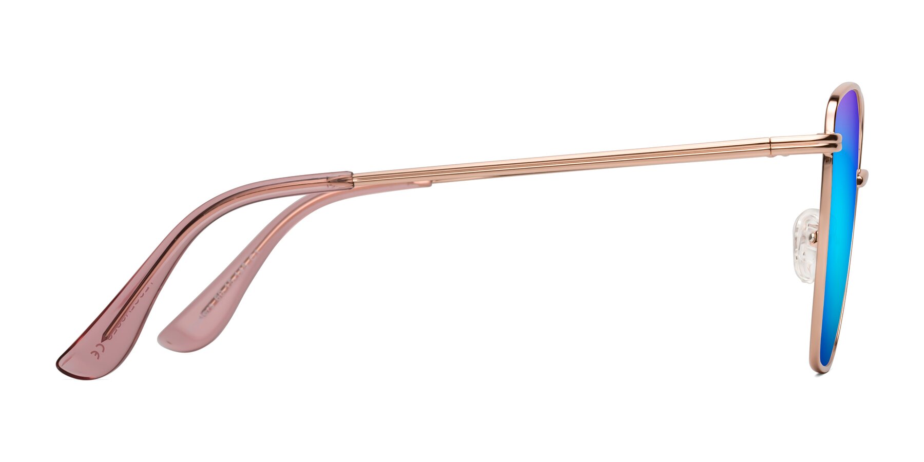 Side of Oysters in Rose Gold with Blue Mirrored Lenses