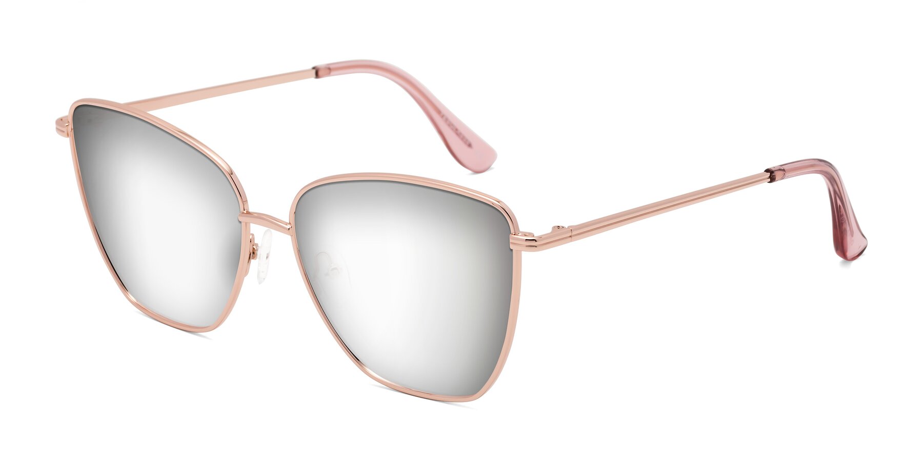 Angle of Oysters in Rose Gold with Silver Mirrored Lenses