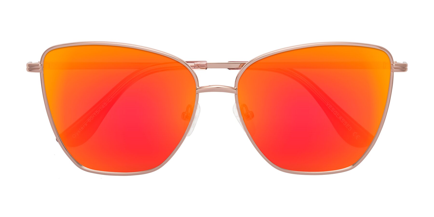 Folded Front of Oysters in Rose Gold with Red Gold Mirrored Lenses