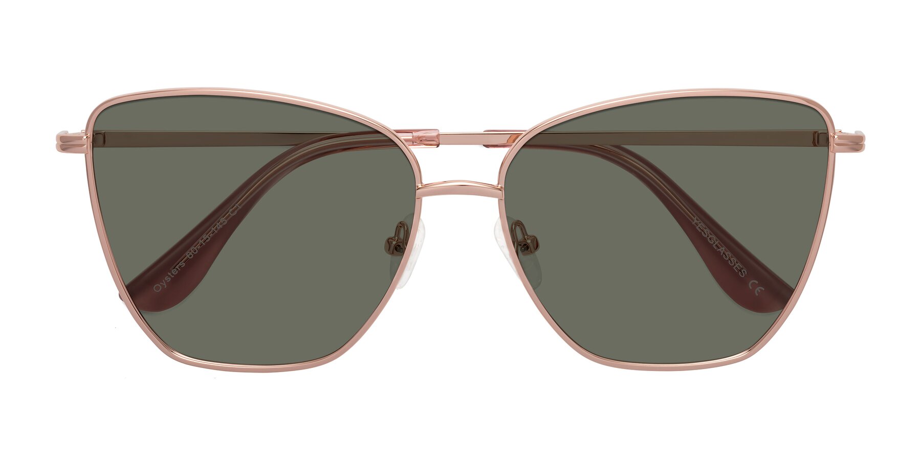 Folded Front of Oysters in Rose Gold with Gray Polarized Lenses