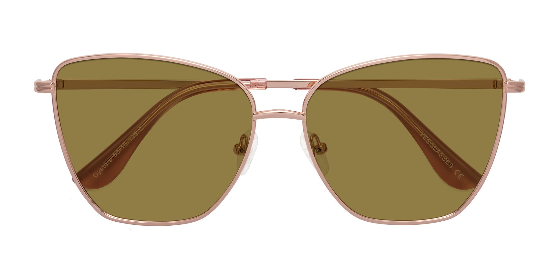 Folded Front of Oysters in Rose Gold with Brown Polarized Lenses