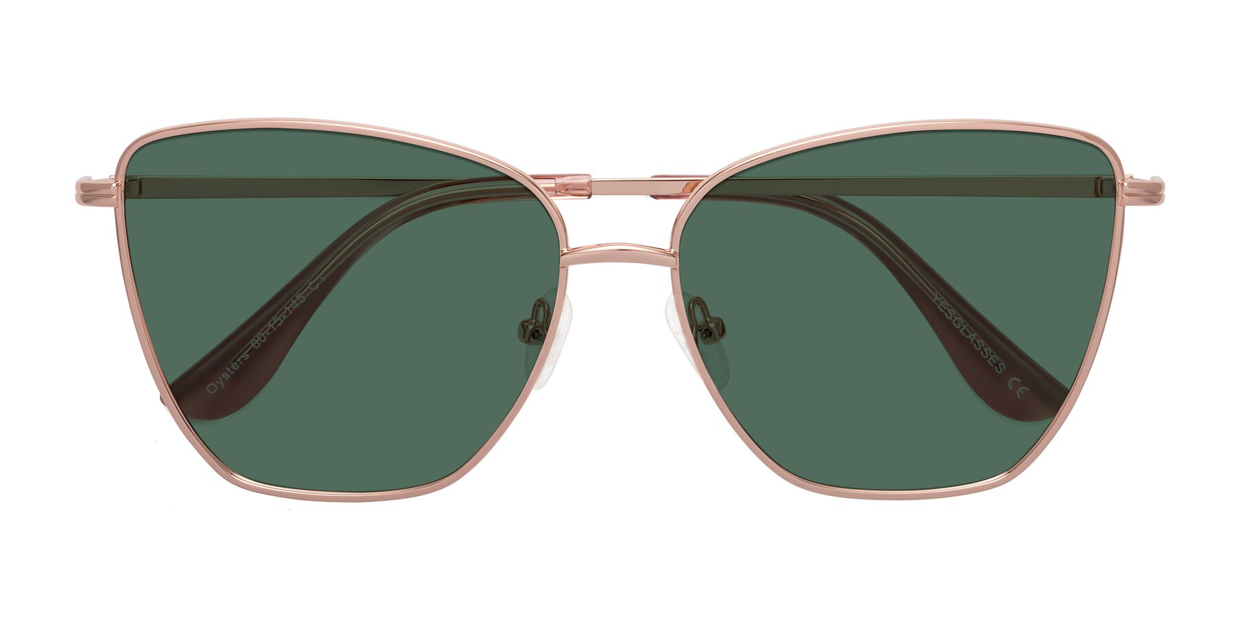 Folded Front of Oysters in Rose Gold with Green Polarized Lenses