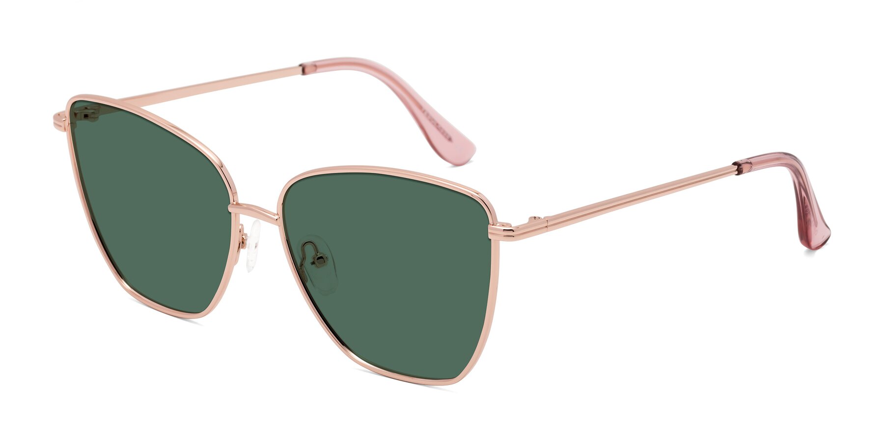 Angle of Oysters in Rose Gold with Green Polarized Lenses